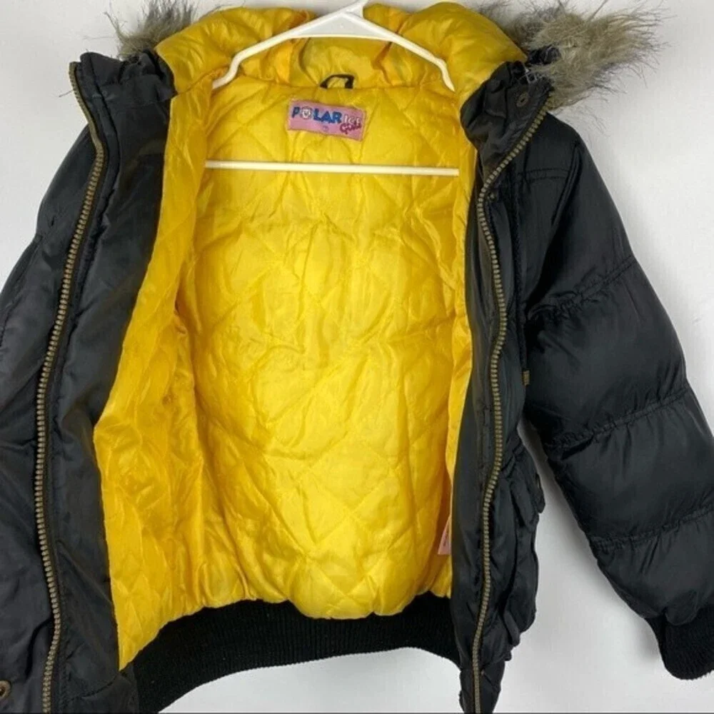 Polar Ice Girls Winter Feather Jacket Size 7 Black /Yellow Kids Jacket